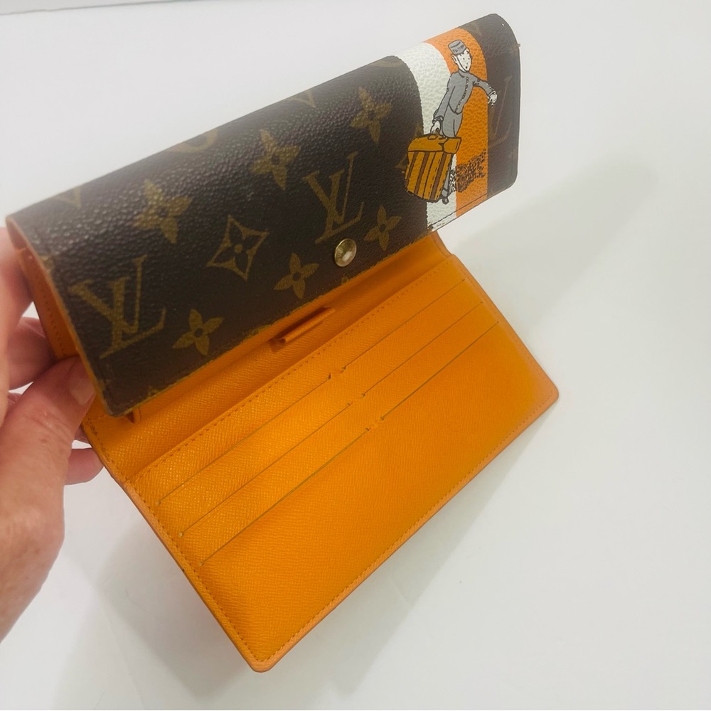 Louis Vuitton Brown Monogram Wallet with Orange and White Detail - Picture 10 of 10